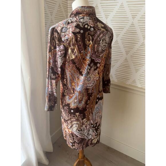 Craig Taylor Women’s Medium Brown Paisley Button Up Dress - Picture 5 of 7